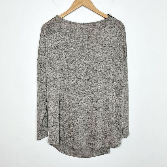 Carmen Marc Valvo Cowl Neck Knit Top Heather Tan Womens 1X Long Sleeve - Picture 7 of 7